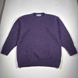 VTG Antartex Wool Sweater S Purple Shaker Chunky Knit Grandpa Retro